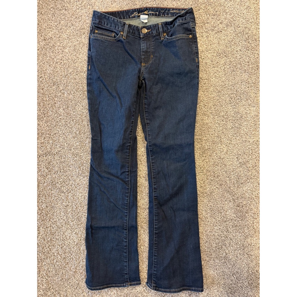 Eddie Bauer Jeans Women 4 Blue Slightly Curvy Bootcut Dark Wash Denim Pants